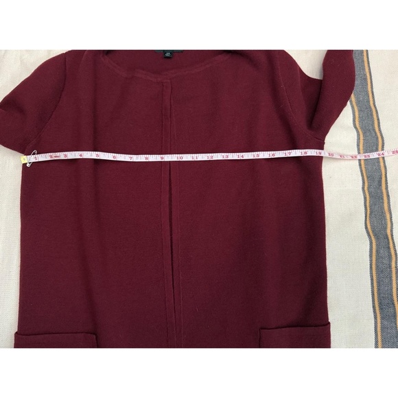 J. CREW 365 Cardigan Duster Womens XS Burgundy Open Front Longline Pockets Cozy - Picture 5 of 9